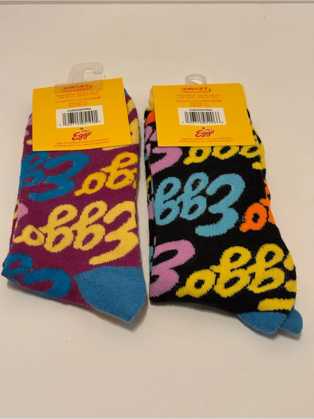 Kellogg's Eggo Crew Socks - Black & Purple Multi-Color